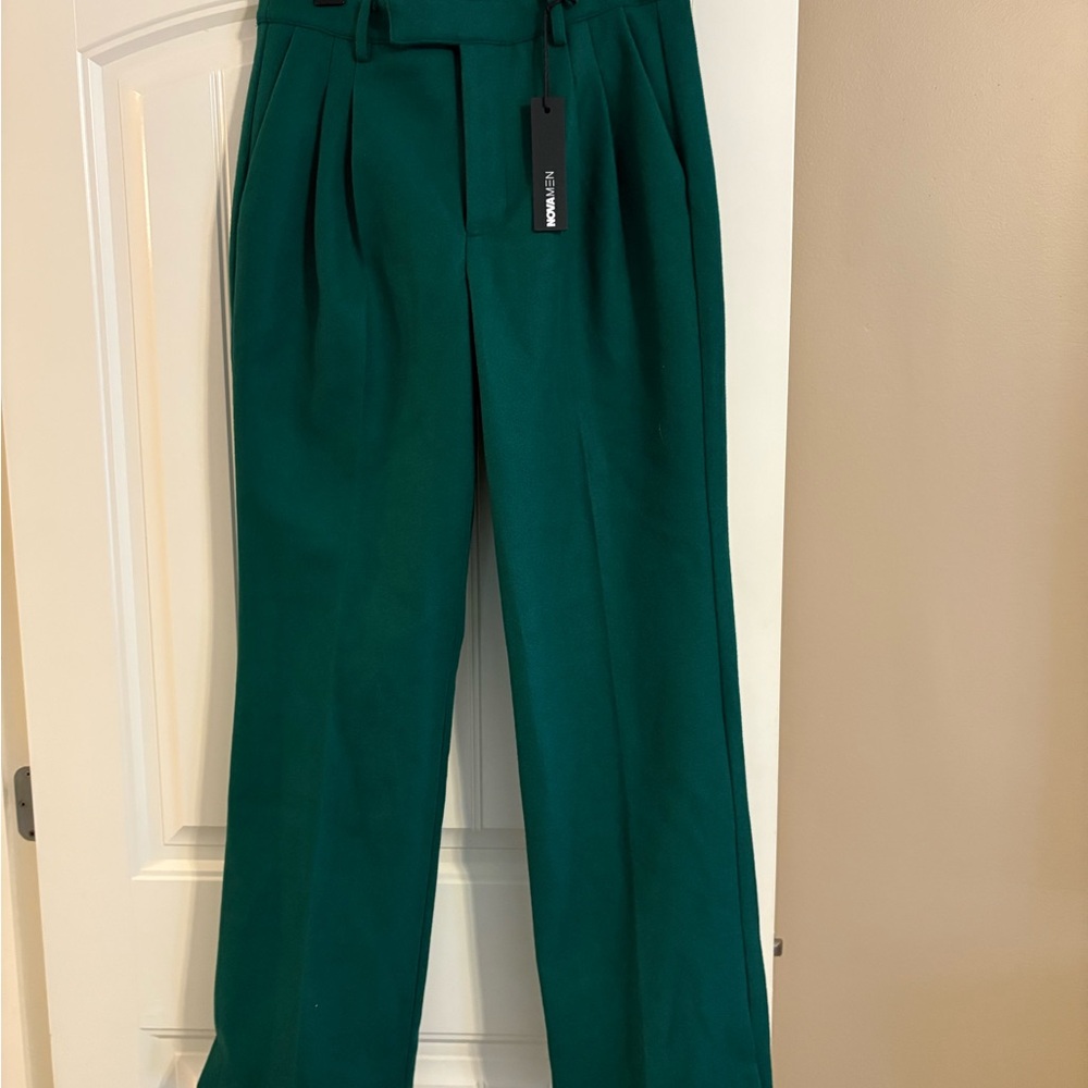 Fashion Nova Green Wool Men's Dress Pants